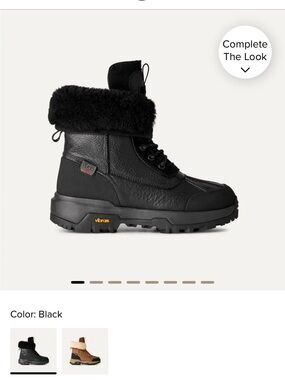 UGG Black Lace-Up Shearling Cuff Boot